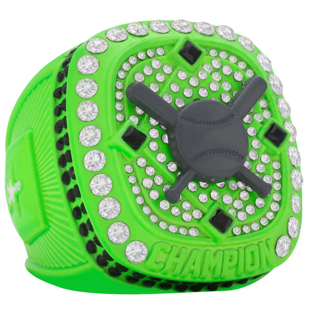 Crossed Bat Series Ring  - Neon Green & Gray