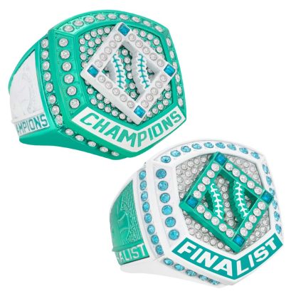 Home Plate Series Teal & White Rings